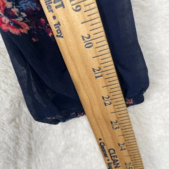 Xhilaration Floral Maxi Dress Womens XS Blue Boho CottageCore Long Sleeves - Picture 14 of 15